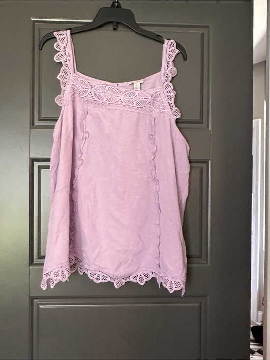 Cato Tops - Cato Lavender Crochet-Trim Tank